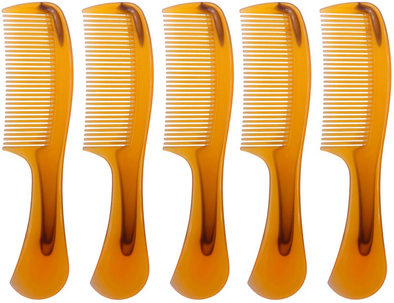 LBY Hair Comb, 5-Pack 16 cm(6.3"), Round Handle Comb Hair Care Comb, Plastic, Yellow - Image 1
